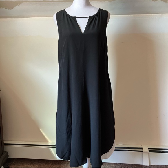 Eileen Fisher Sleeveless Black/White Double-Layer Silk Cocktail Dress size Small - Picture 2 of 12